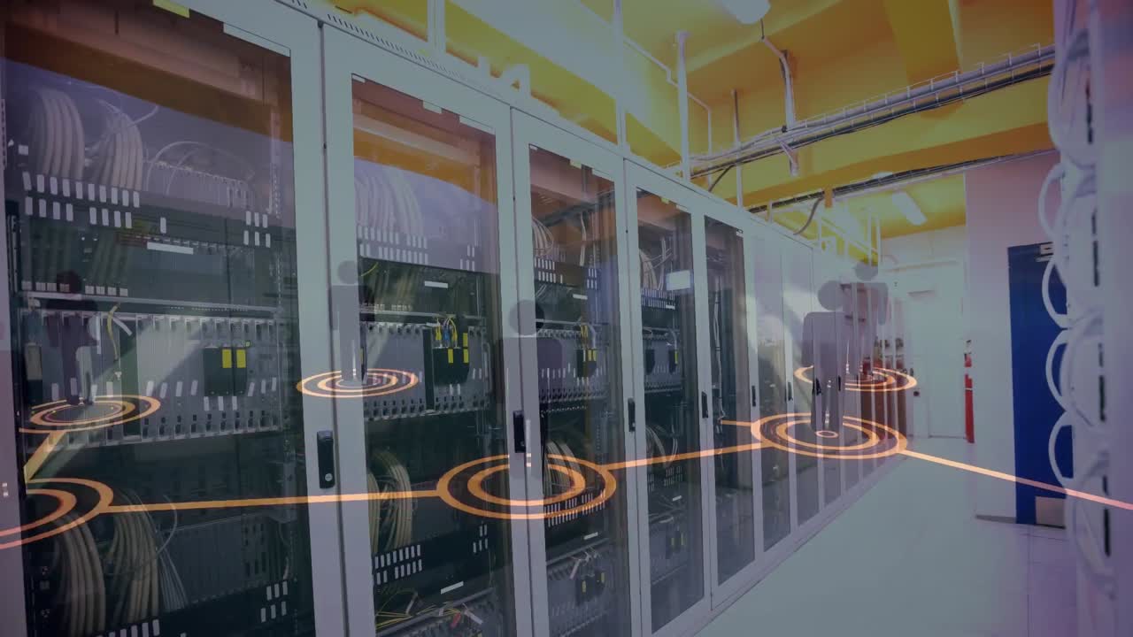 animación de la red de conexiones a través de servidores informáticos