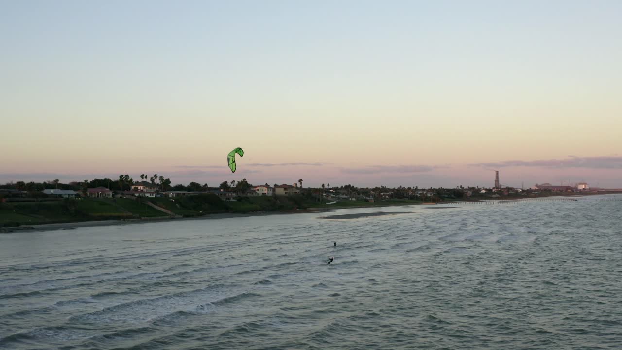 Kite surfing on Corpus Christi Bay in Texas