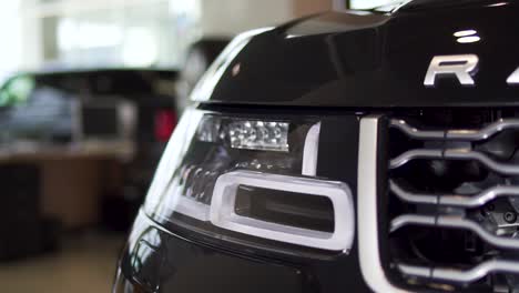 close-up view of a range rover front end