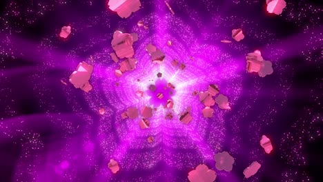 forma de flor luz brillo trazo de neón parpadeo animación de bucle de partículas