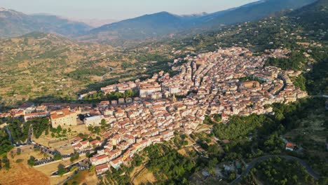 castelbueno medieval village in madonie natural park, sicily, italy - aerial 4k circling