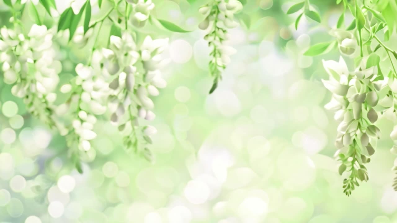 White Flowers with Green Bokeh Background