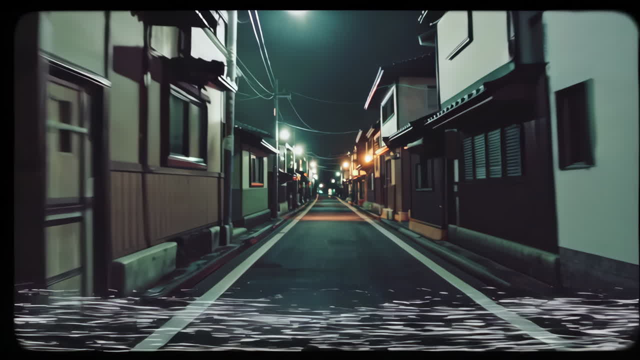 Submerged Japanese Alley at Night