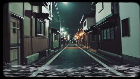 submerged japanese alley at night