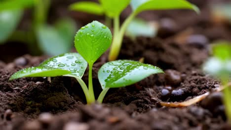 primer plano de una planta joven que brota del suelo