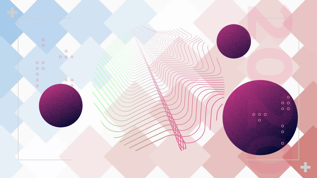 빨간 구의 애니메이션과 파란색과 빨간색 배경의 패턴