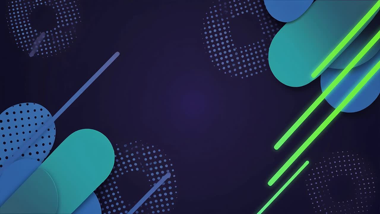 Animated Abstract Background with Geometric Shapes and Neon Lines