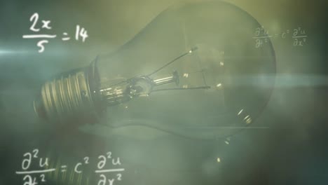 animation of light bulb and scientific formule data processing