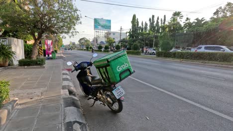 delivery scooter navigating through traffic.