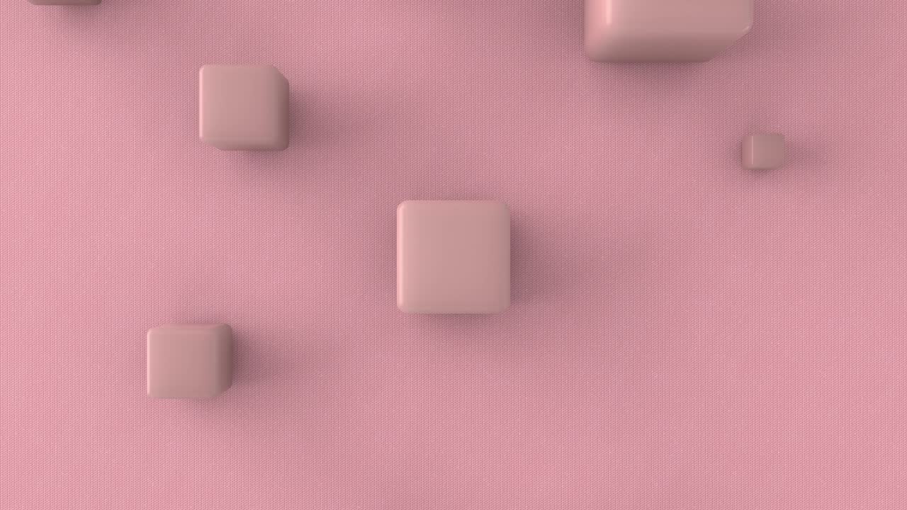 3d Looped motion design of abstract monochrome pastel background. CGI Geometric figures of cubic shape slowly lifting.