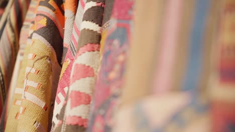 Closeup-Of-Colorful-Turkish-Fabric-In-Textile-Market-In-Istanbul,-Turkey