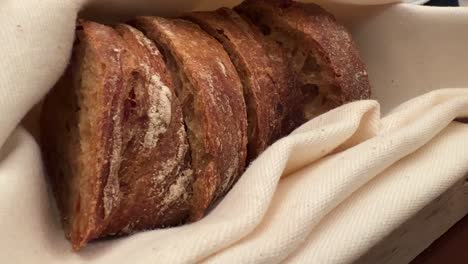 brown bread close up in a linen towel