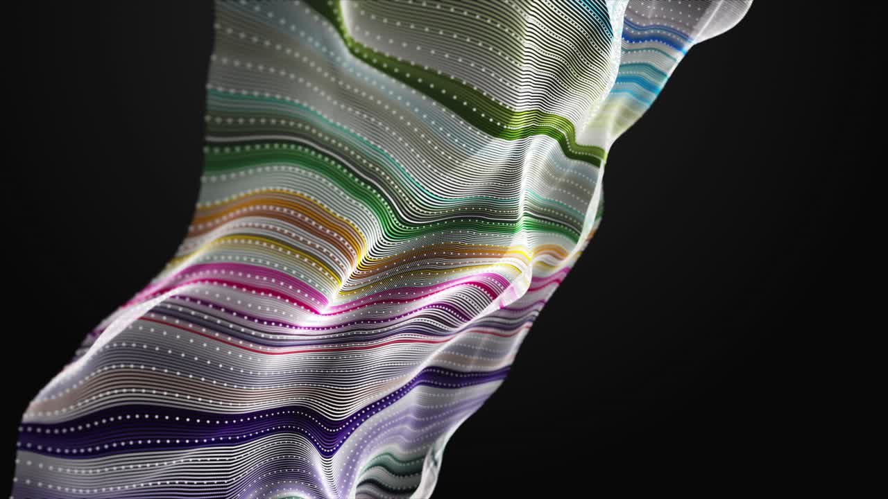 천천히 움직이는 입자 파동 물체와 함께 환상적인 애니메이션, 4096x2304 루프 4k