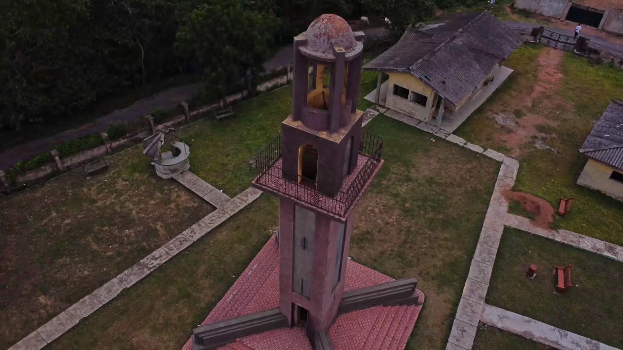 Jib up of Bowers Tower, a historical landmark at the top of the Oke Are hill in Ibadan, Nigeria