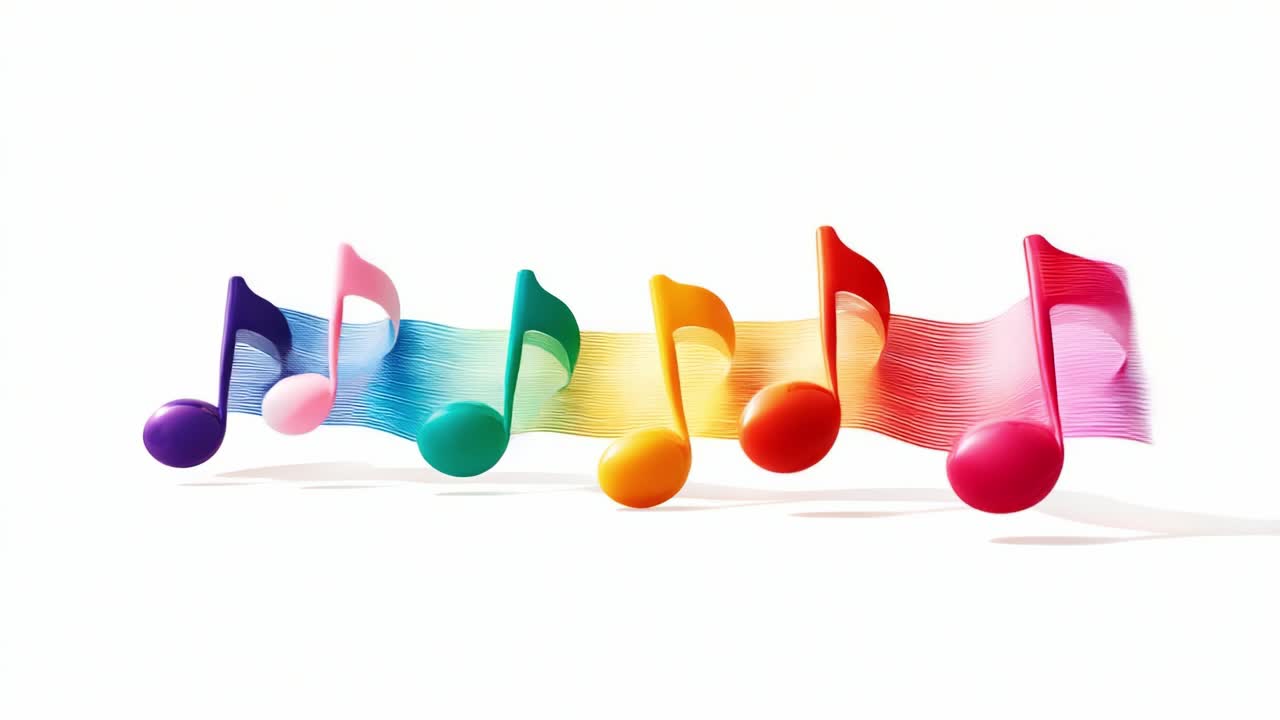 A Vibrant Journey Through Sound: An Exquisite Visualization of Colorful Music Notes Dancing in Harmony, Bringing Life and Joy to Harmony Lovers and Music Enthusiasts Alike