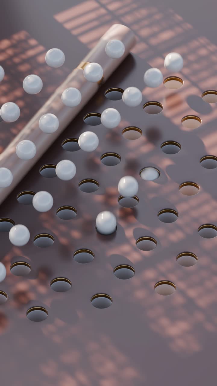 Abstract scene with spheres and holes