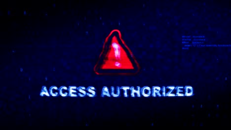 access authorized  text digital noise twitch glitch distortion effect error loop animation.