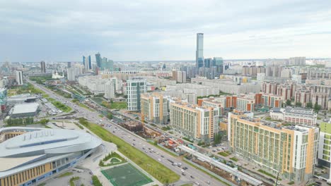 aerial view of a modern city with construction