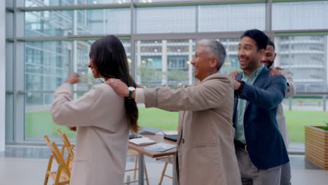 Success, dance and line of business people