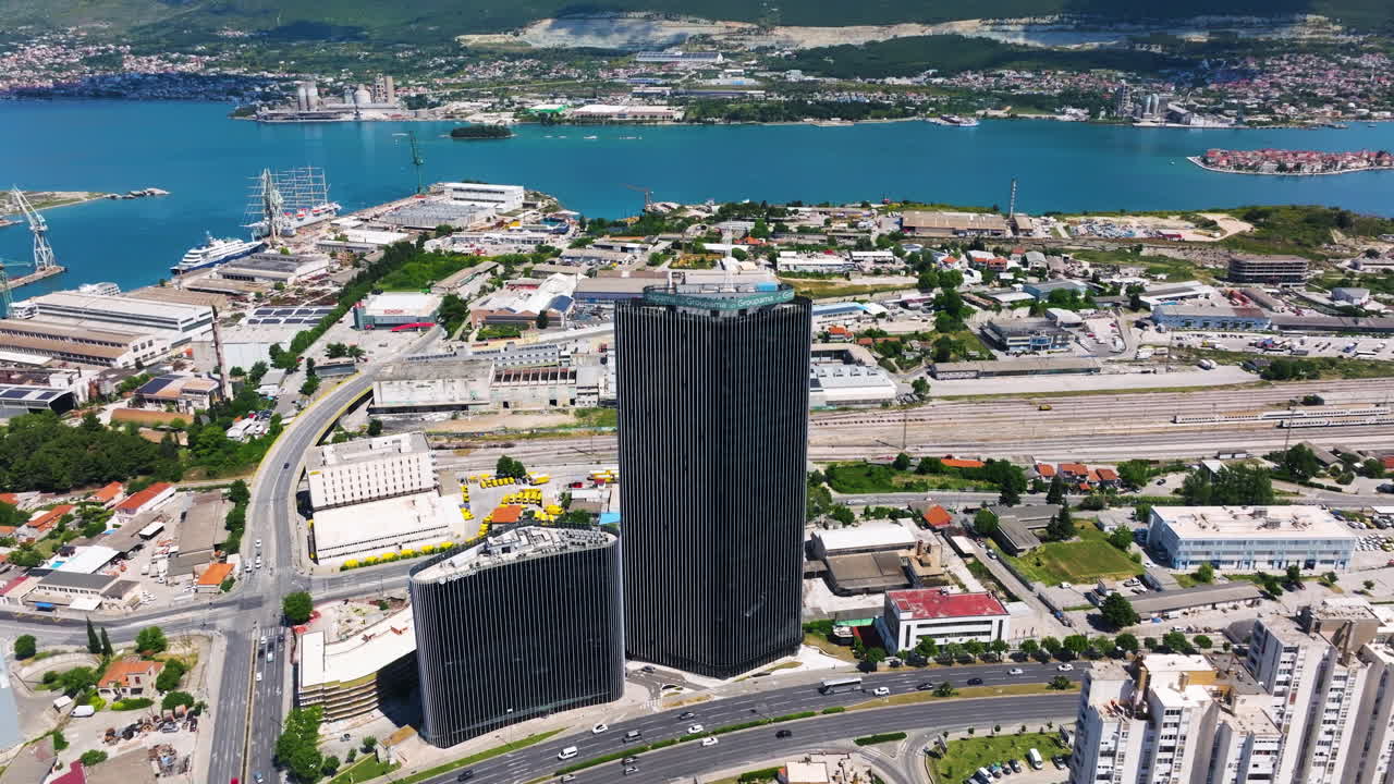 Dalmatia Tower - High-rise Office Building And Hotel In Split, Croatia - Aerial Drone Shot