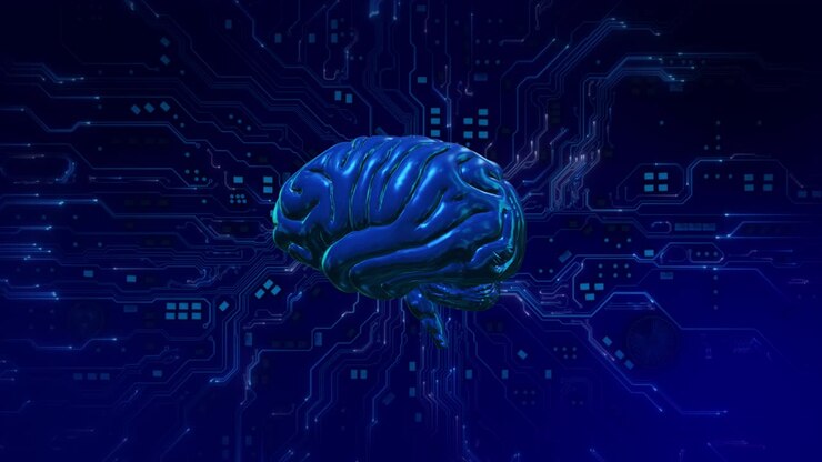 Robot eye cyber security ai brain technology background futuristic artificial intelligence mind