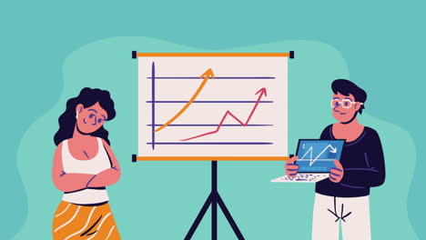 pareja de trabajadores de animación de cartón