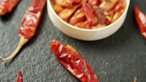 Dried-red-chili-pepper-and-crushed-red-pepper-in-bowl-4k