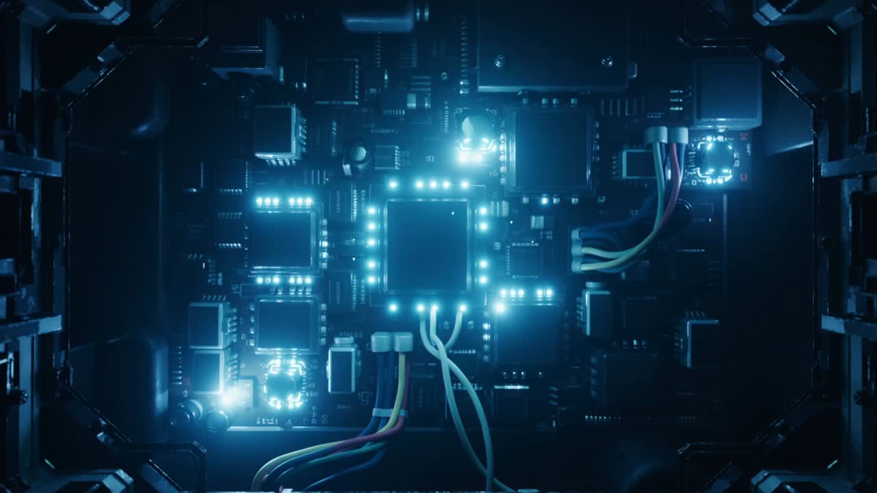 Surging current in chassis through colored wires energizing PCB LEDs and sparking red arc at chip