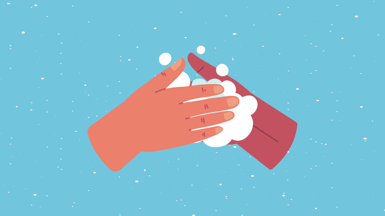 세계 손 기 날 애니메이션 - 손과 거품