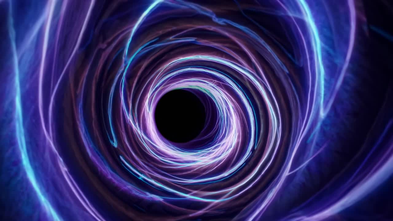 A mesmerizing, swirling vortex of blue and purple light, captured from a central angle