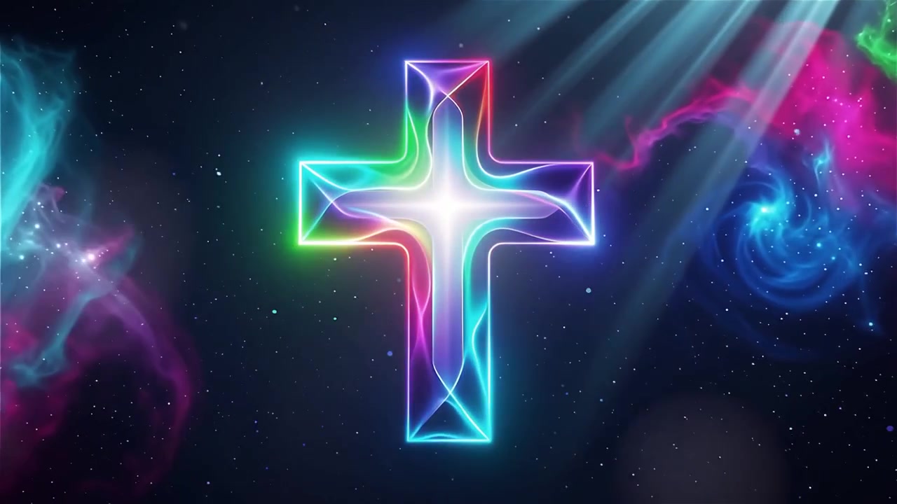 Cruz Cristiana con Luz Celestial, Fondo para Adoración.