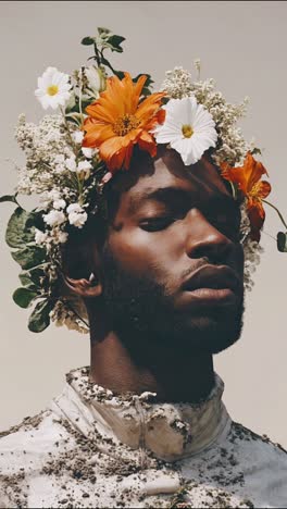 man with a floral crown