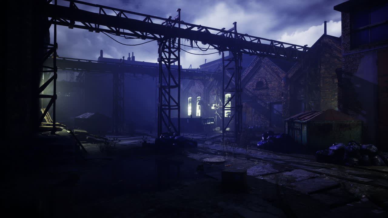 Urban decay reveals haunting beauty in foggy twilight ambiance