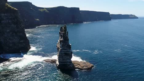 a drone shot of the cliffs of moher, the tallest sea cliffs of the rugged west clare coast of ireland