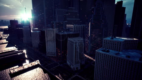 futuristic cityscape at dusk