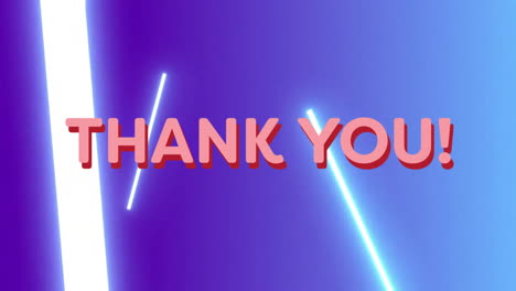 thank you! text animation over purple and blue background with neon lights