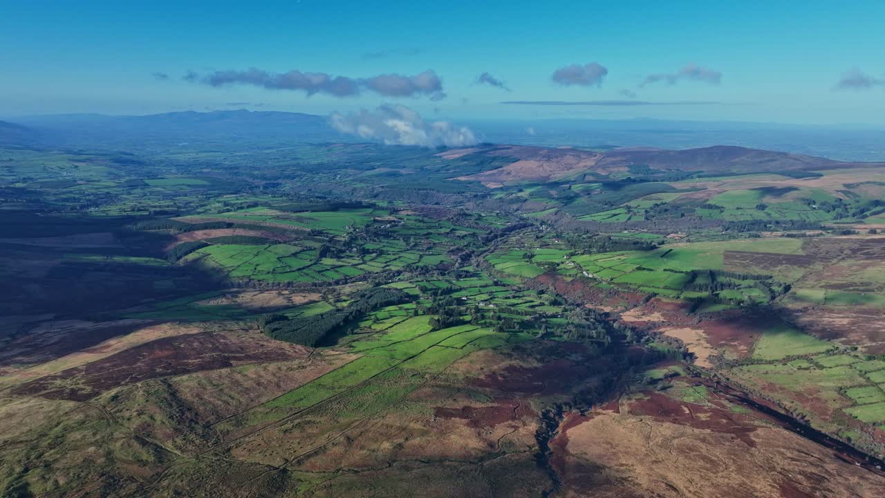 epic Ireland view from The Comeragh Mountains in autumn Nire Valley and Co. tipperary in the Background