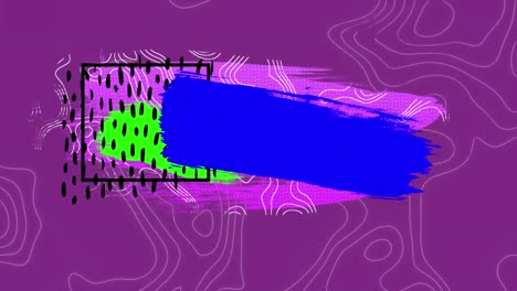 Schwarzer-Würfel-Mit-Mehrfarbigen-Pfaden,-Die-Auf-Violettem-Hintergrund-Laichen