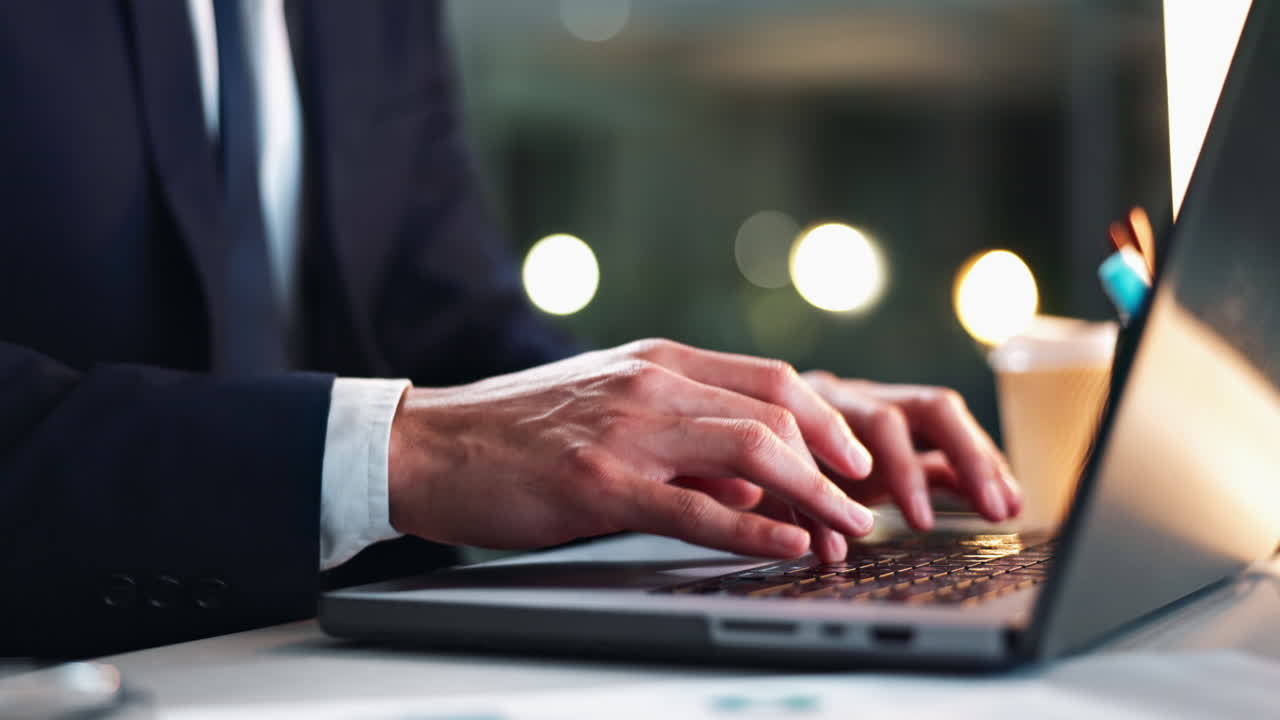 노트북에서 일하는 사업가