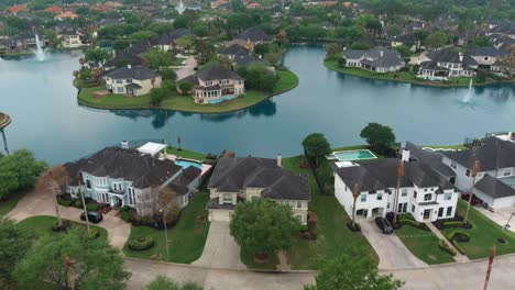 aerial of affluent homes in houston, texas