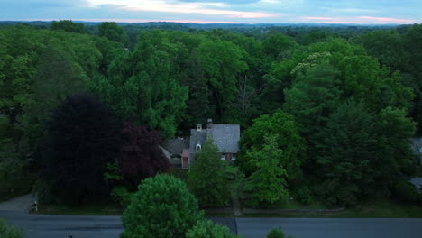aerial of large countryside estate