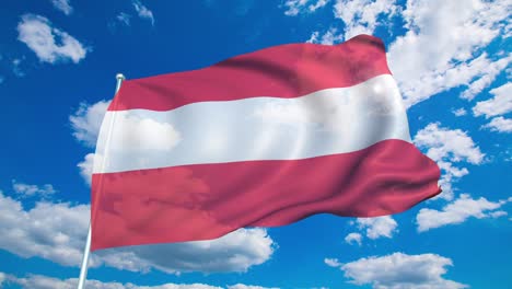 flag of austria with fabric structure against a cloudy sky (loopable)