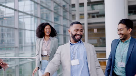 dance, business people and man with applause