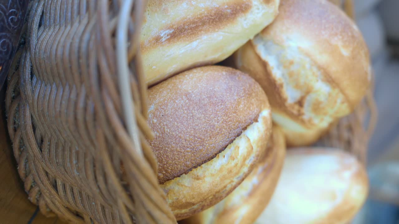 Fresh Bread Rolls in a Basket