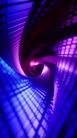 flying through a triangular tunnel with neon walls. vertical looped video