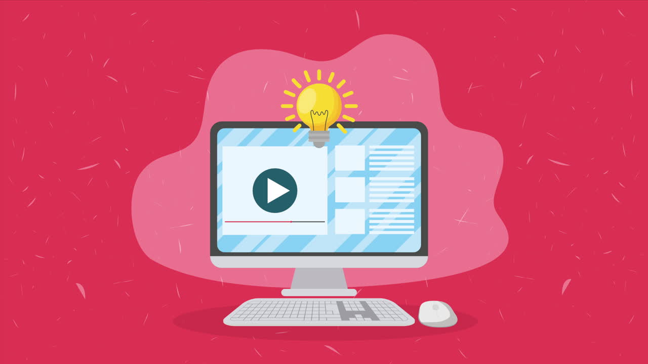 animación de dispositivos tecnológicos de computadora de escritorio