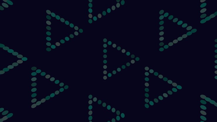 Triangles pattern with neon dots on blue gradient