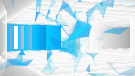 animación de formas azules que se mueven sobre un fondo blanco