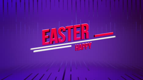 bold and vibrant happy easter in modern font with purple background