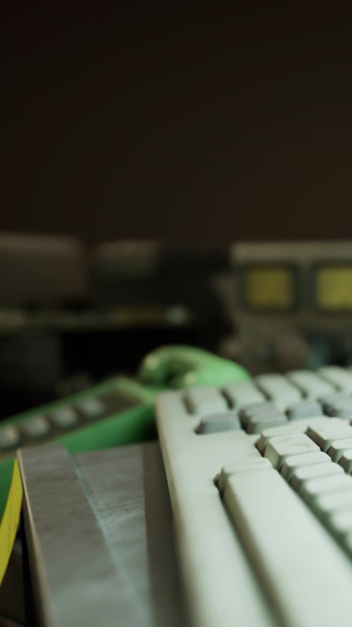 Old computer keyboard and equipment showing technology from past years